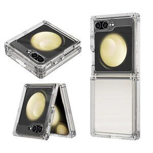 HUALIMEI Crystal Clear Hard PC Case for Samsung Galaxy Z Flip 5, Military Full B